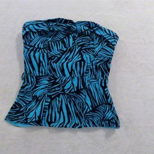 Blue Zebra Print Strapless Top